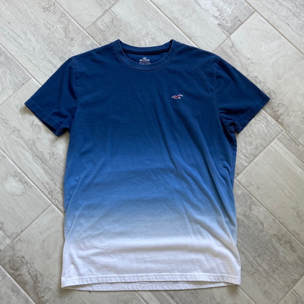 Hollister blue and white t-shirt.